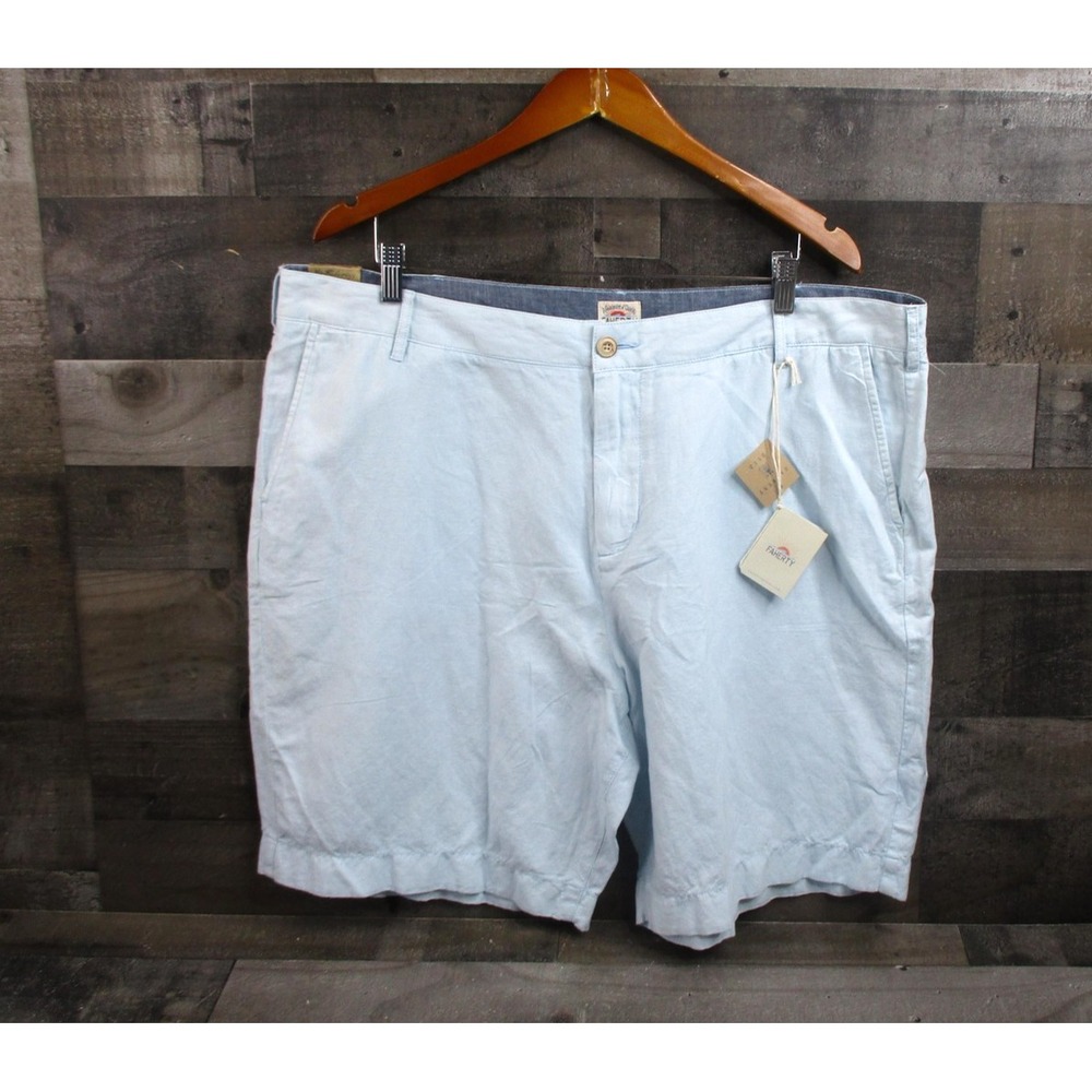Faherty Shorts Mens XXL Light Blue Linen Cotton Malibu Chino Casual Flat Front